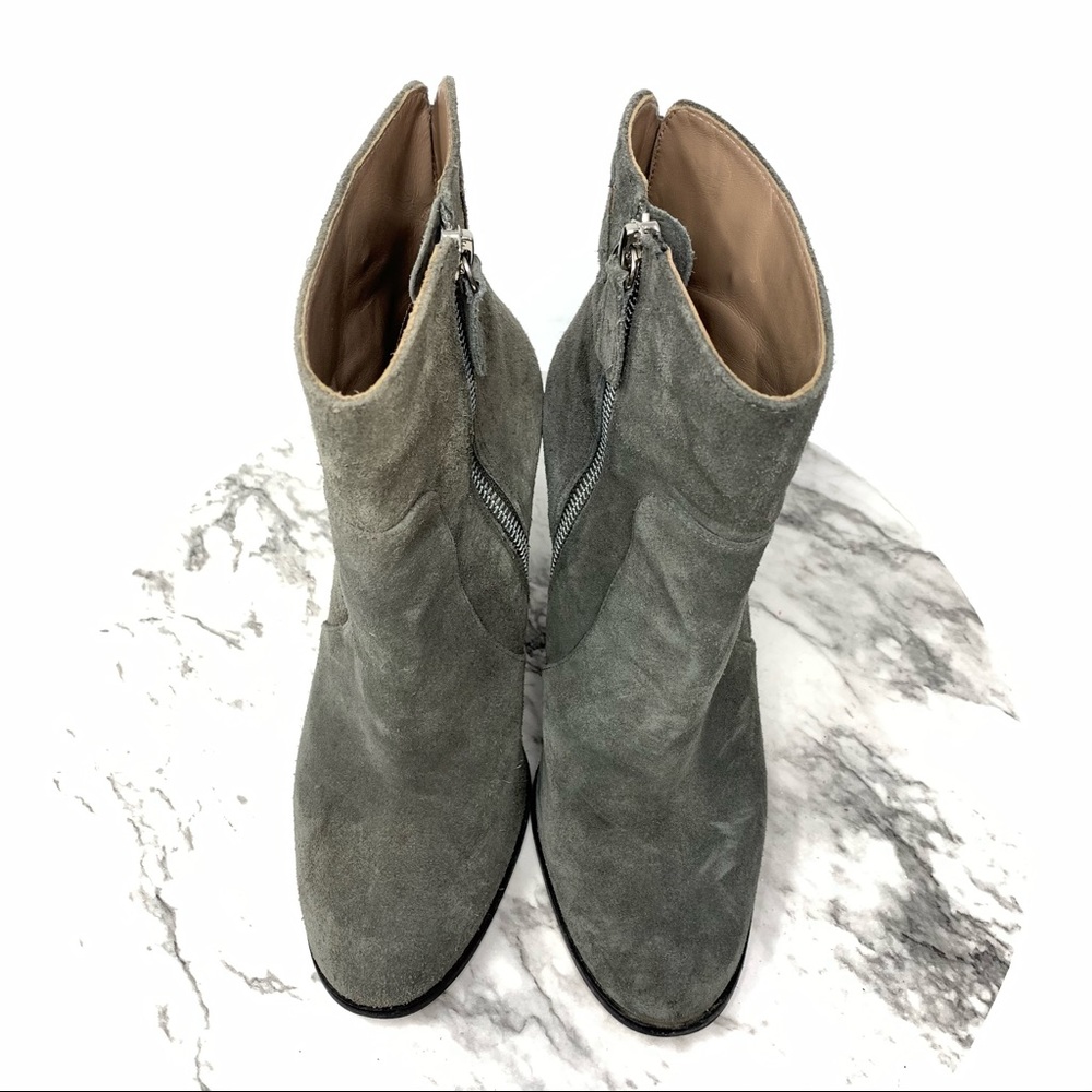 Reiss Buckle Detail Suede Booties 38 Classic Academia Minimalist Preppy Neutral - Picture 6 of 16